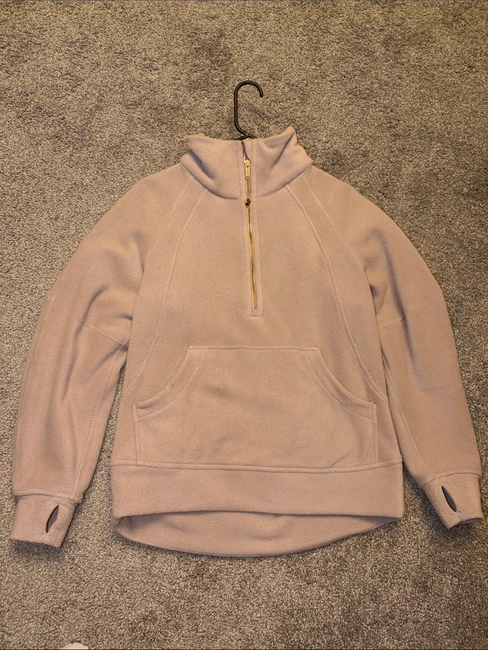 lululemon Scuba oversized Fleece Funnel-Neck Half Zip in Adaptive Pink and gold.